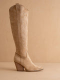 The Bronco Almond | Knee High Cowboy Western Boots