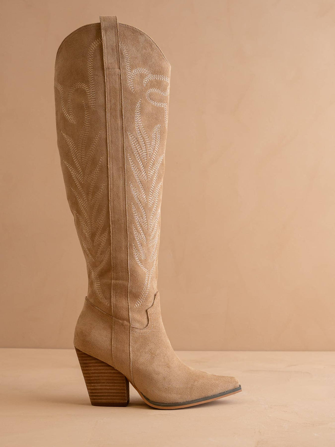 The Bronco Almond | Knee High Cowboy Western Boots