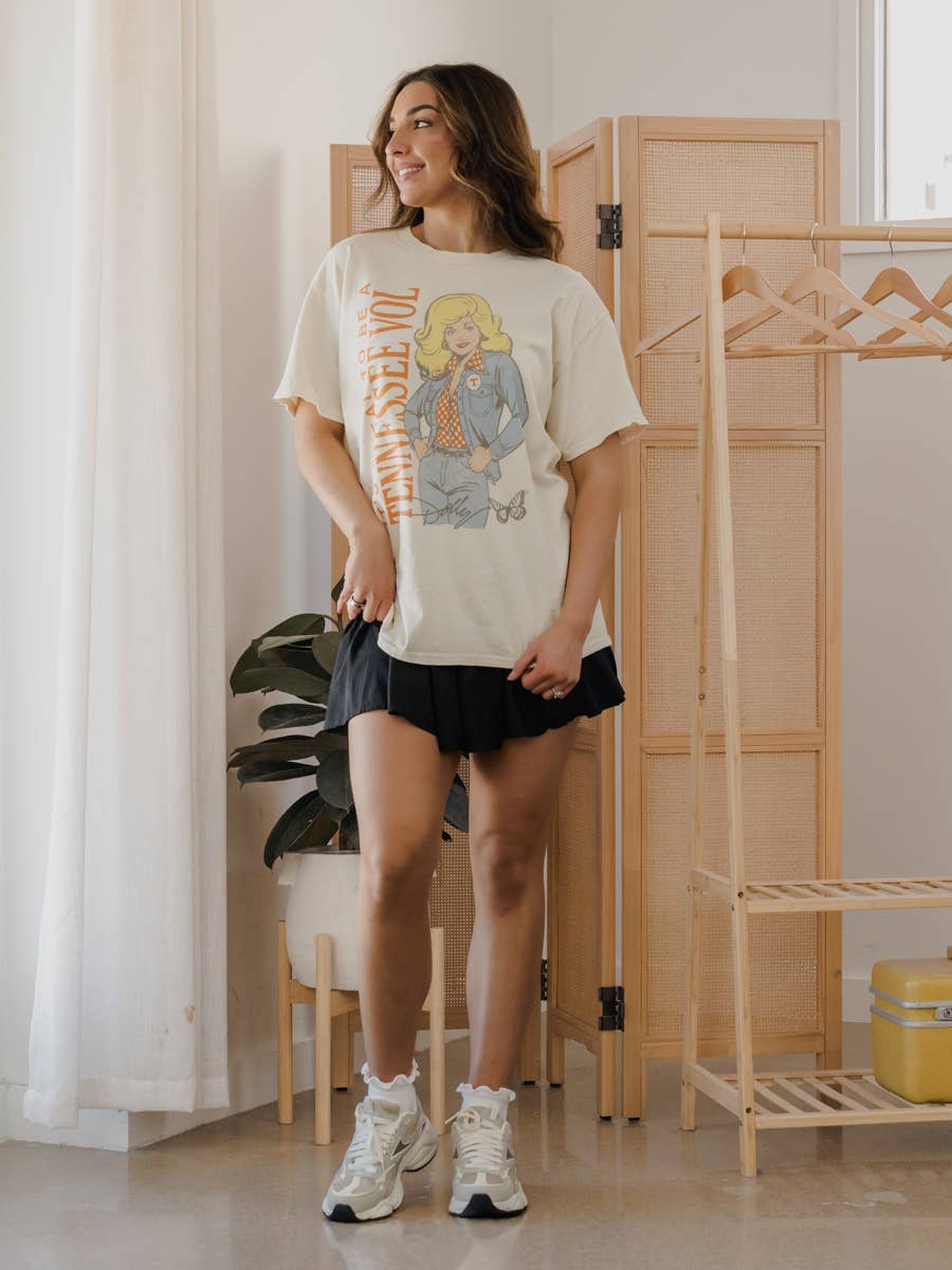 Dolly Parton Vols Game Day Mascot Off White Thrifted Tee