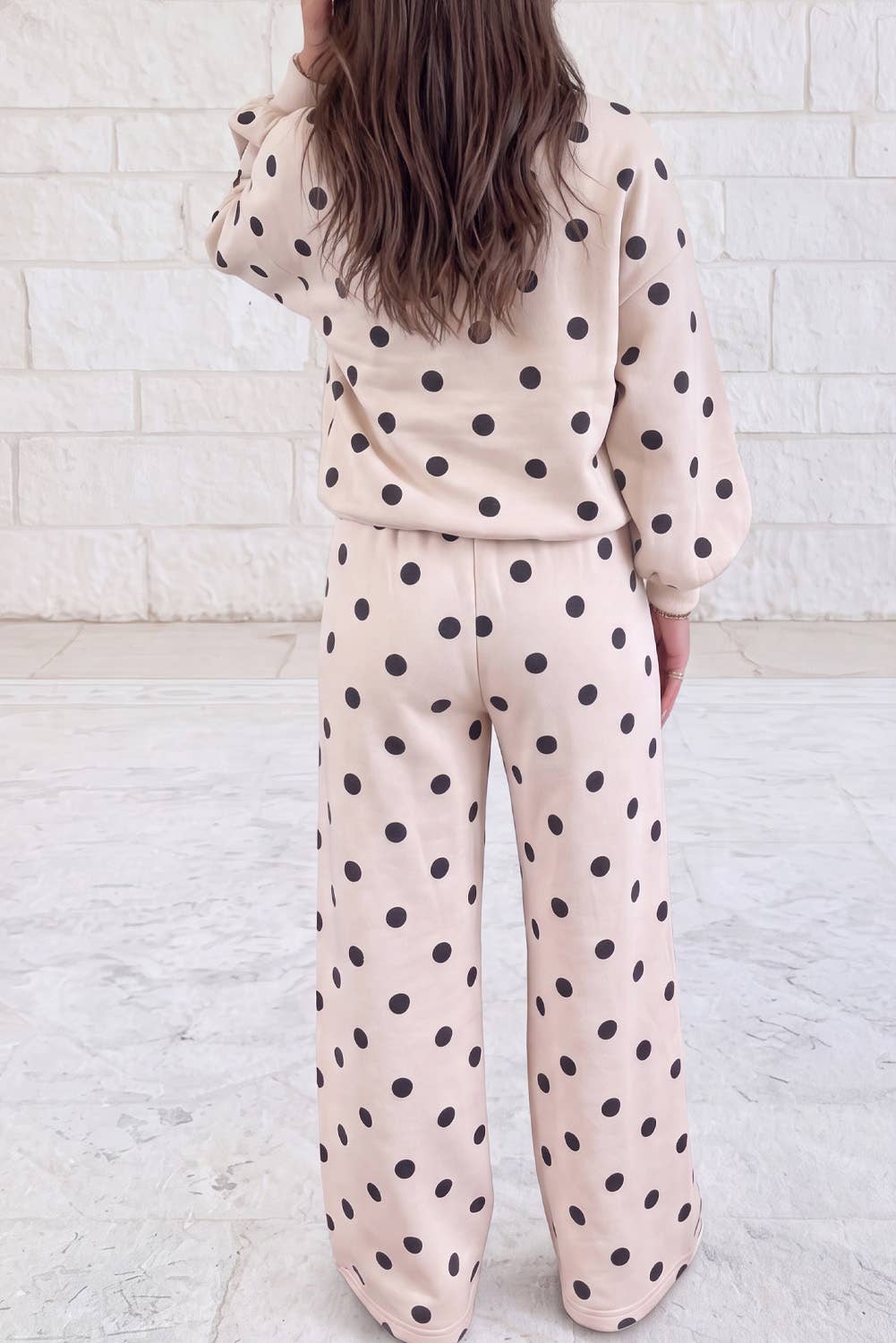 Polka Dot Long Sleeve Top and Pants 2 Pcs Set