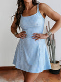 Summer Gingham Plaid Double Layered Cami Mini Dress 3pcs Set