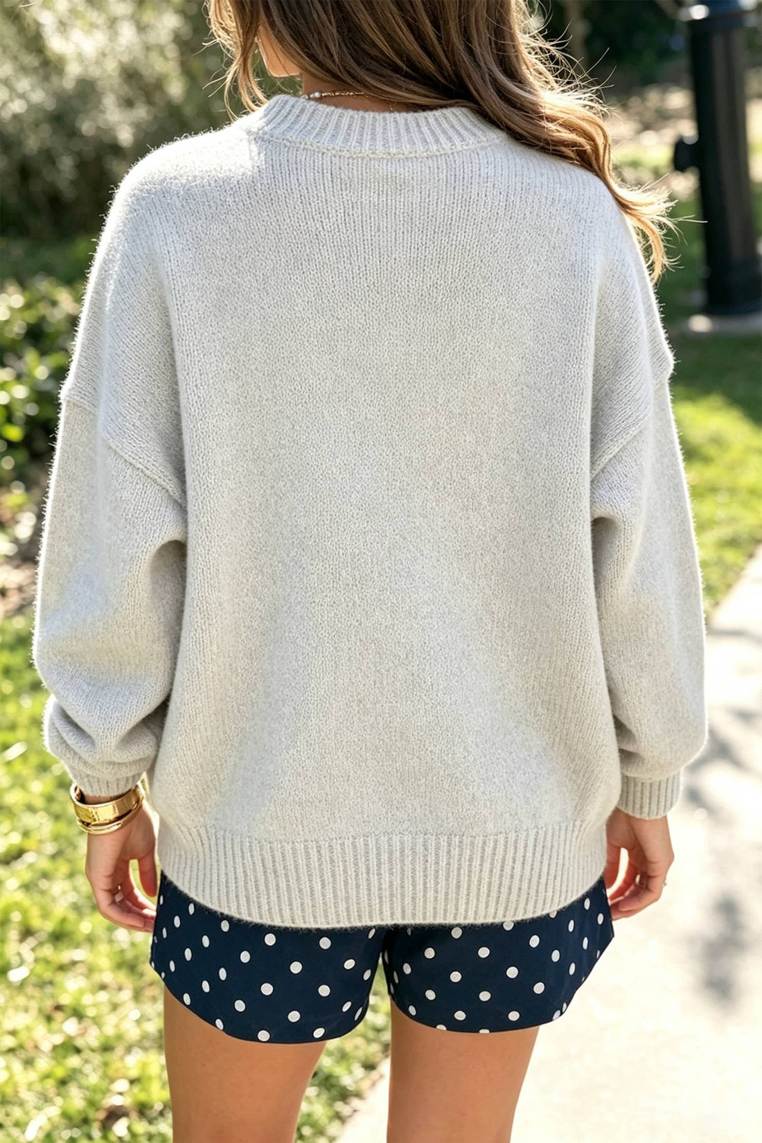 LDC Mallard Pattern Round Neck Drop Shoulder Knit Sweater