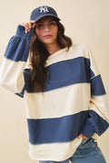 Contrast Panel Long Sleeve Slouchy Top