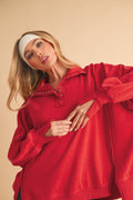 Red Tamika Henley Sweatshirt