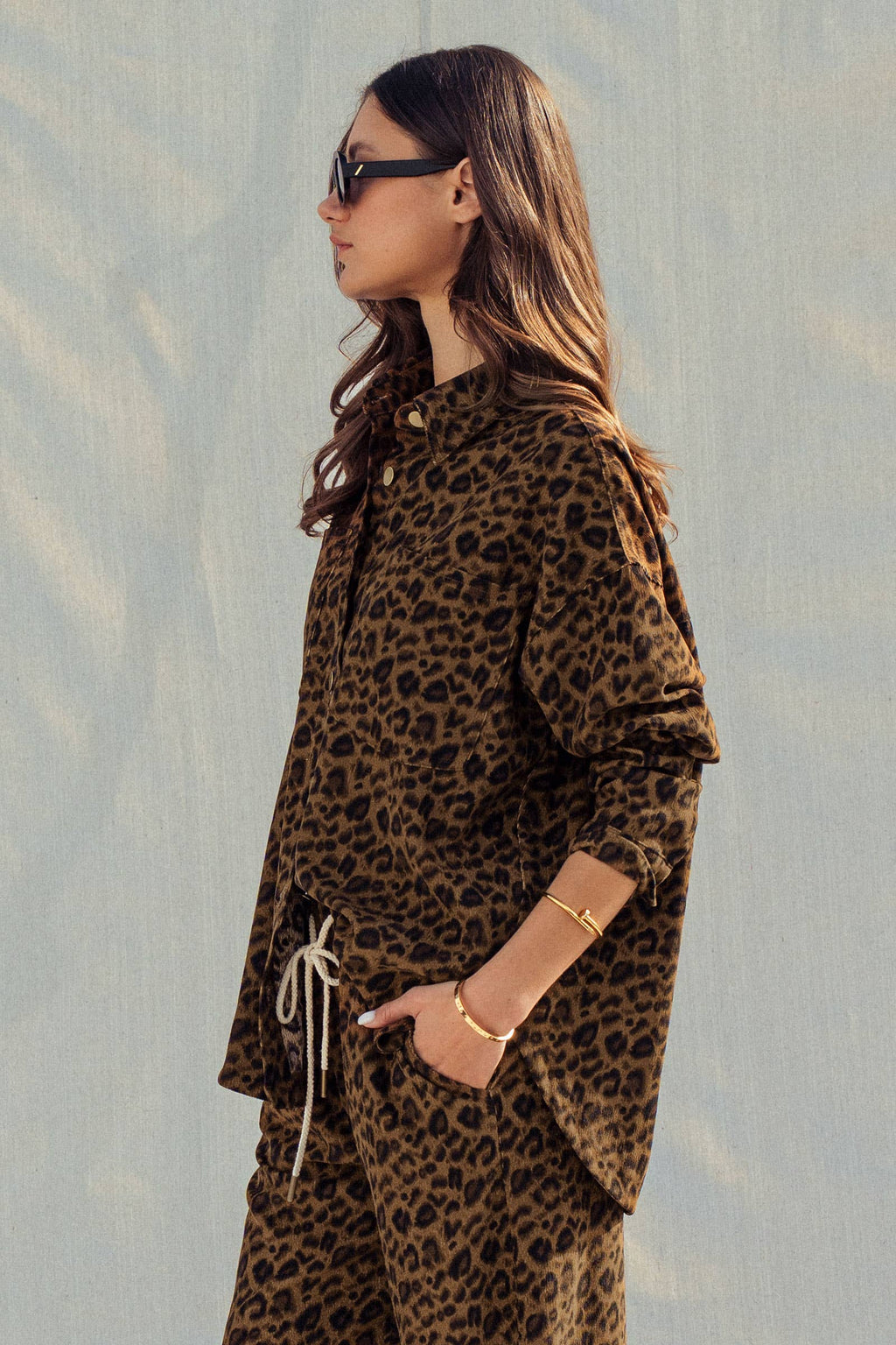 Leopard Print Set–Oversized Button-Up Shirt & Relaxed Pants