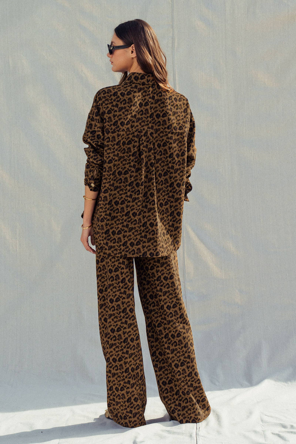 Leopard Print Set–Oversized Button-Up Shirt & Relaxed Pants