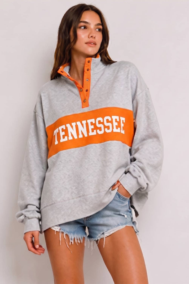 IT10027-TN | 'TENNESSEE' Snap-Placket Color-Block Pullover