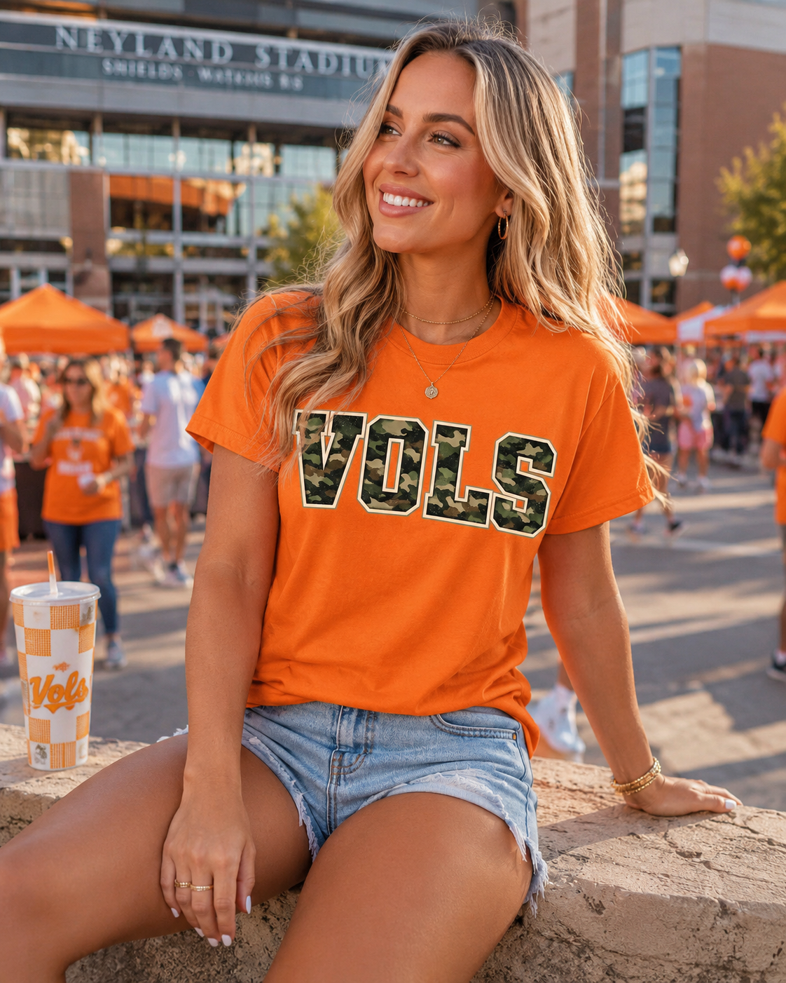 Camo VOLS Game Day Graphic Tee | Exclusive Tennessee Football Shirt | Orange Gildan Unisex Fit Boutique Tee