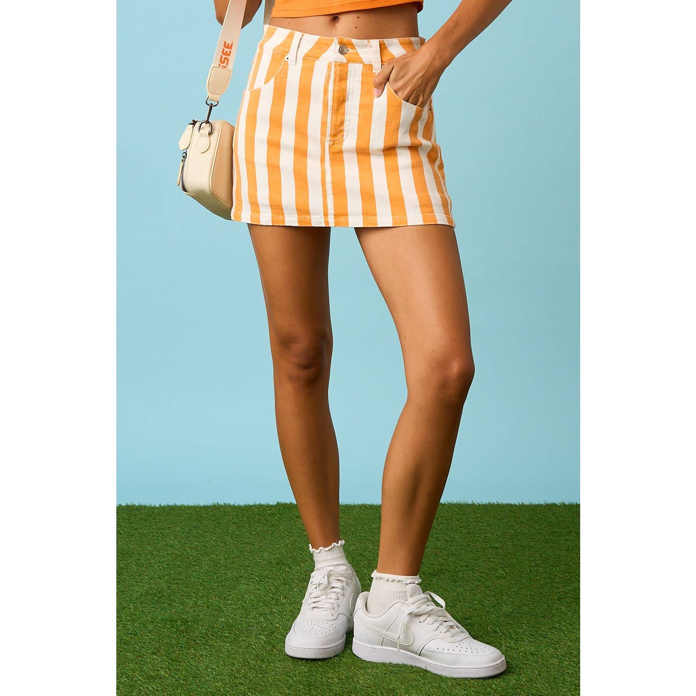 GAME DAY STRIPED MINI SKORT