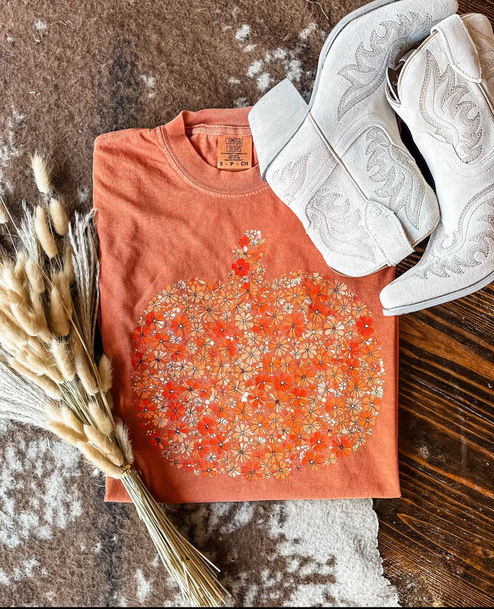 Fall Pumpkin Floral Graphic Tee  