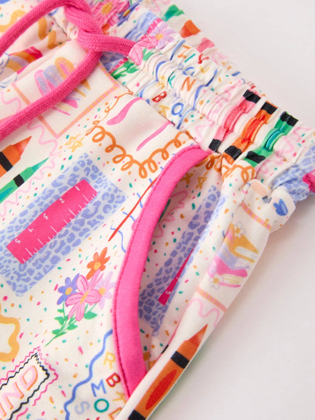 Back to School Print Girl Short Set Scallop Hem