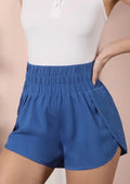 High-Waisted Band Comfy Shorts – Blue