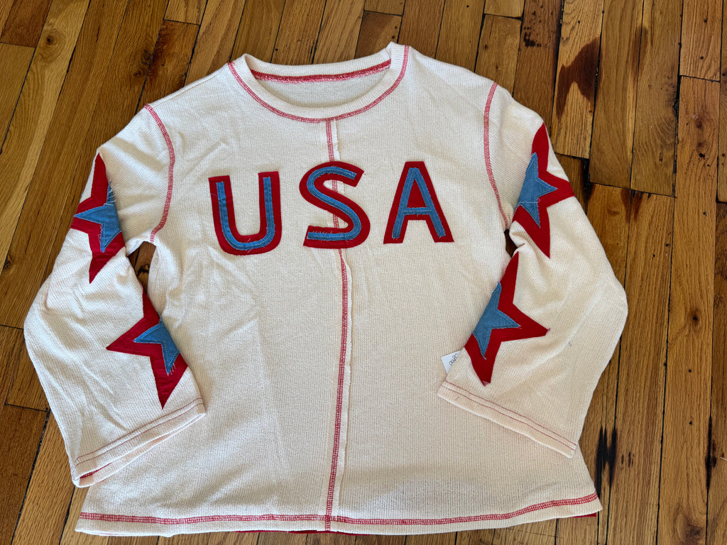 USA star sleeve sweater