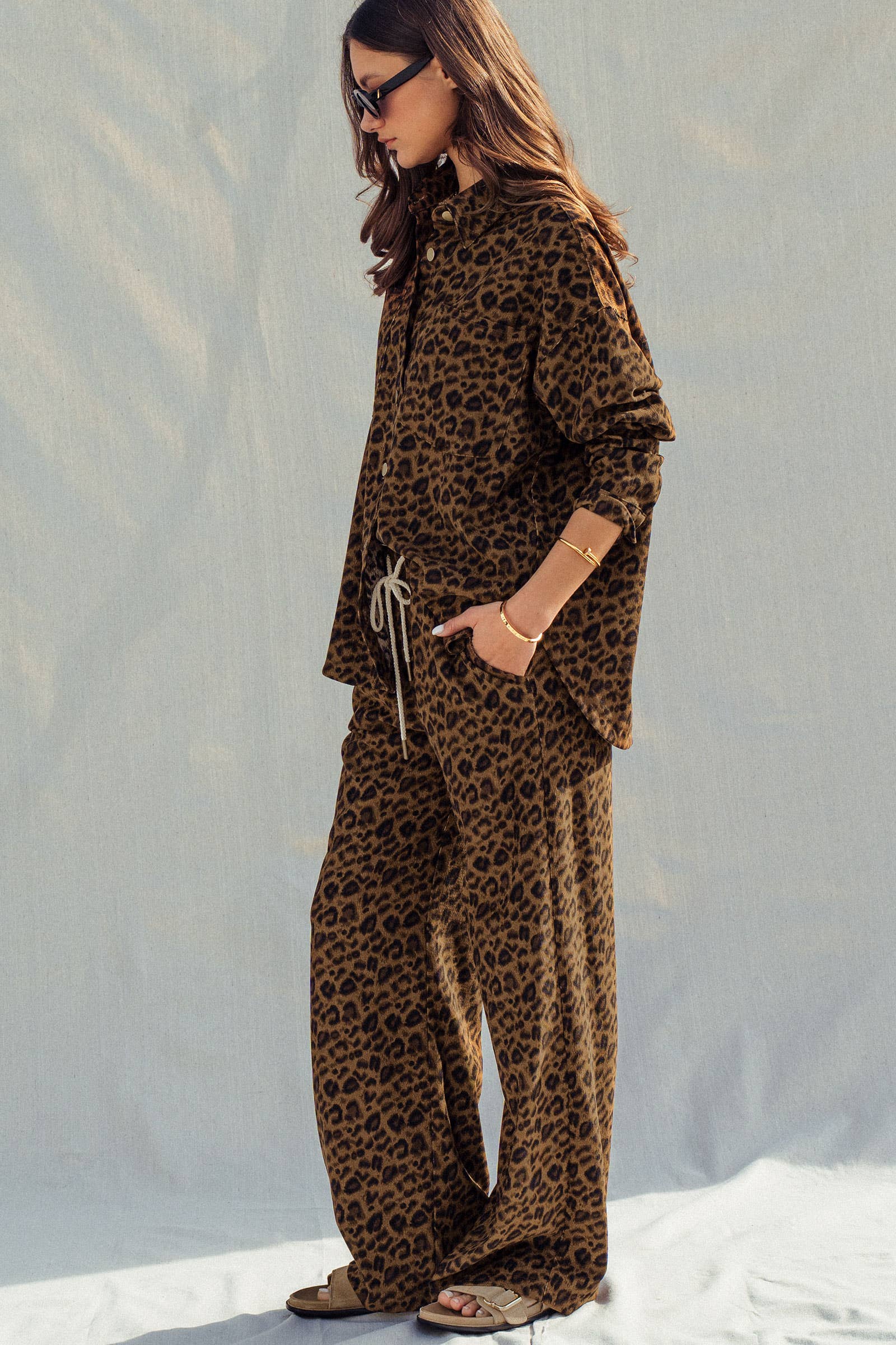 Leopard Print Set–Oversized Button-Up Shirt & Relaxed Pants