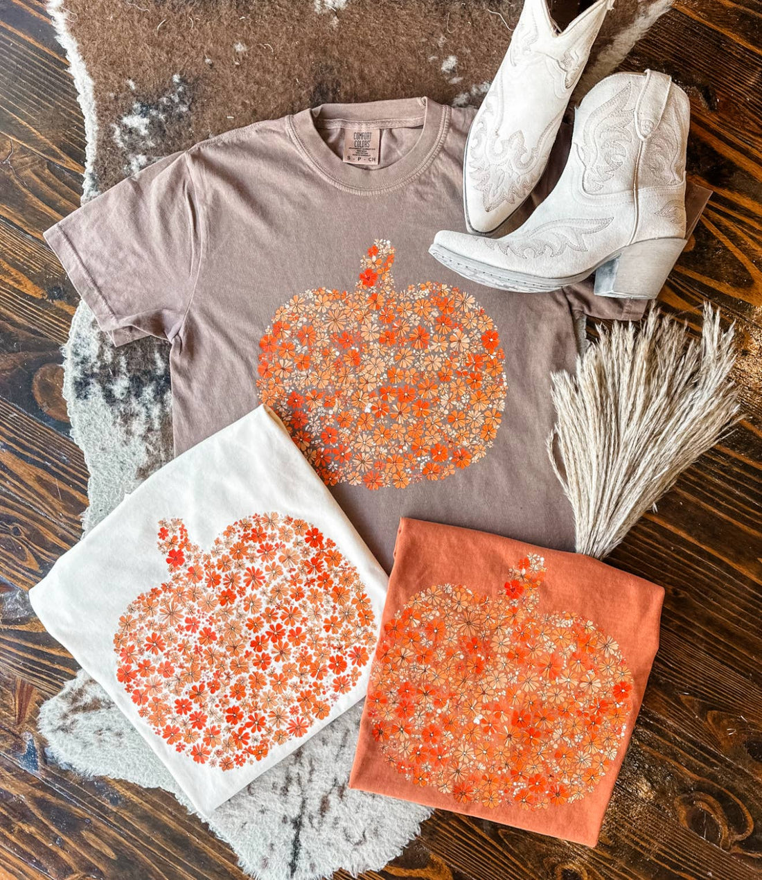 Fall Pumpkin Floral Graphic Tee  