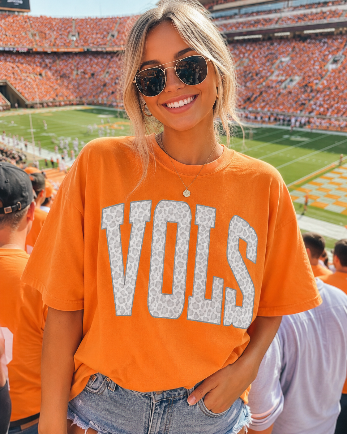 White Leopard VOLS Game Day Tee - Tennessee Orange Gildan Boutique Tee