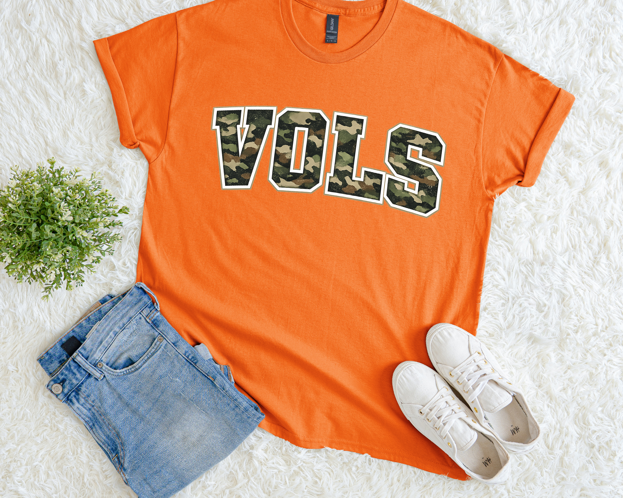 Camo VOLS Game Day Graphic Tee | Exclusive Tennessee Football Shirt | Orange Gildan Unisex Fit Boutique Tee