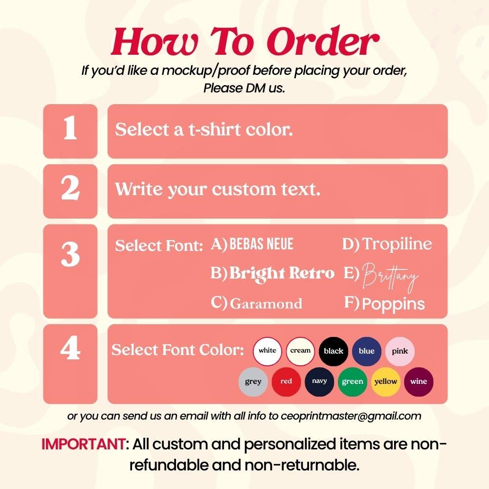 Wholesale Custom Text Personalized Comfort Colors T-shirt